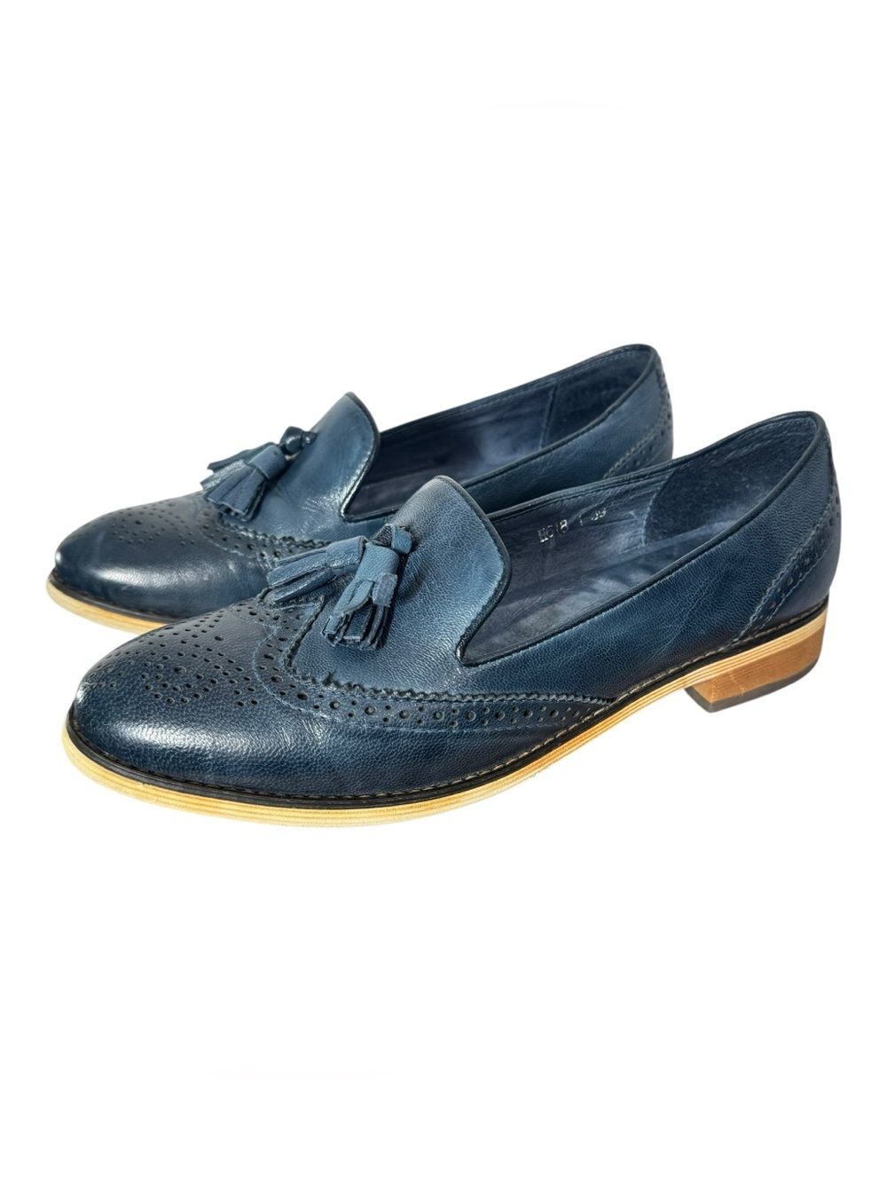 Mona Flying Women's Leather Tassel Loafer Slip-on Wingtip Brogue Shoes Size 39